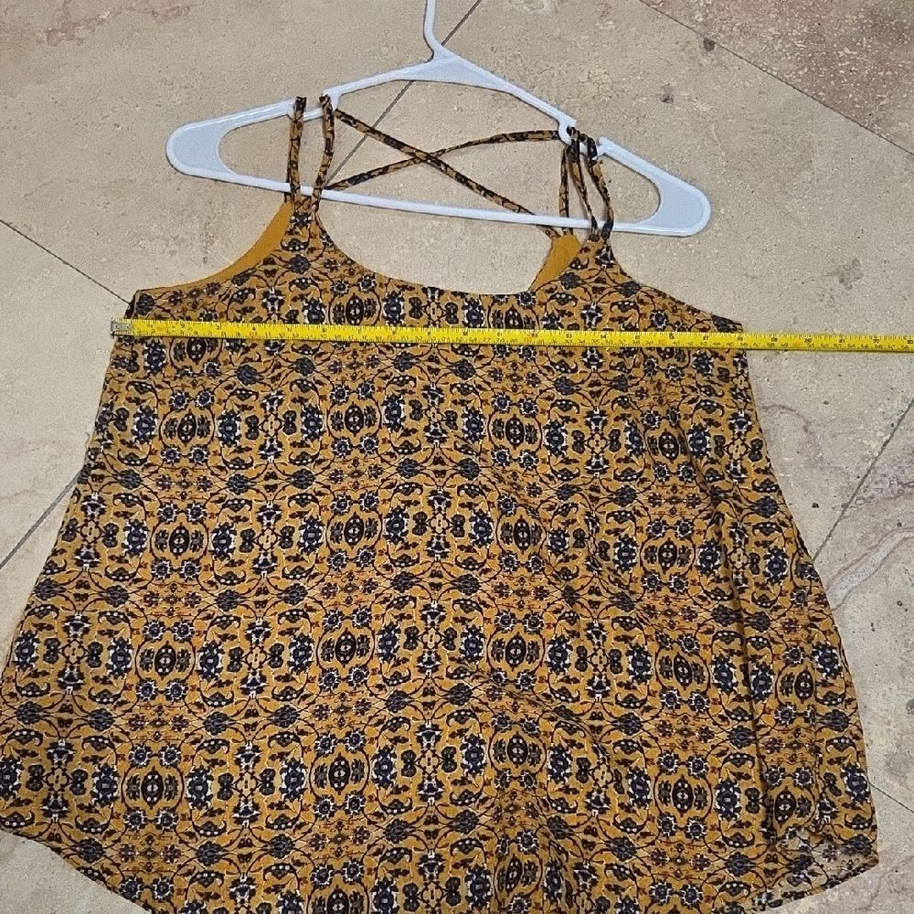 Boho Yellow Floral Print Tank Top – Flowy – Size M